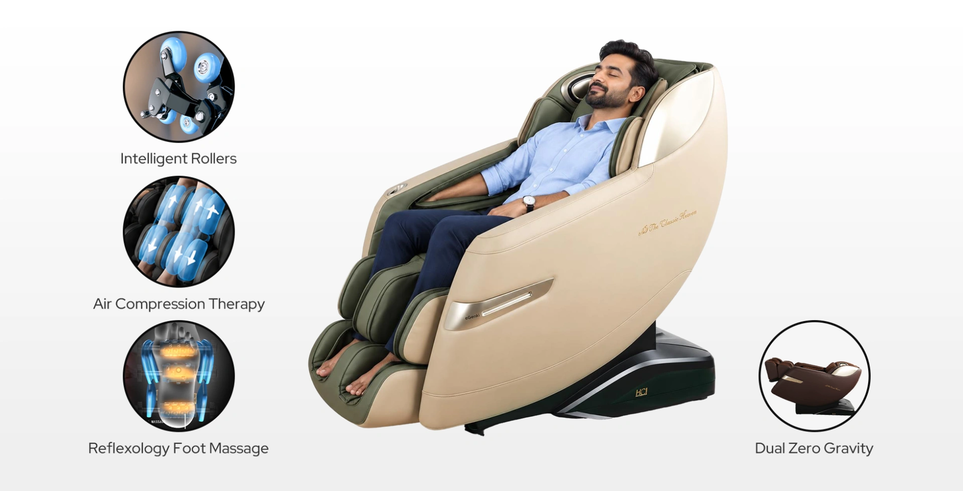 eGENKI PRO dual-core massage chair mechanism technology