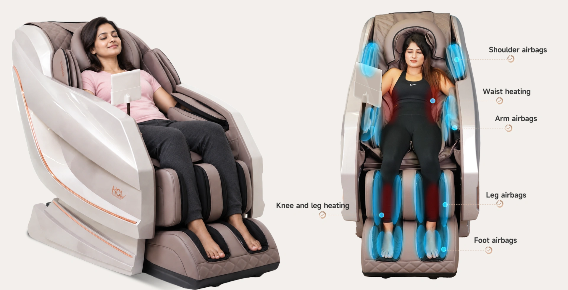 eGENKI PRO dual-core massage chair mechanism detail